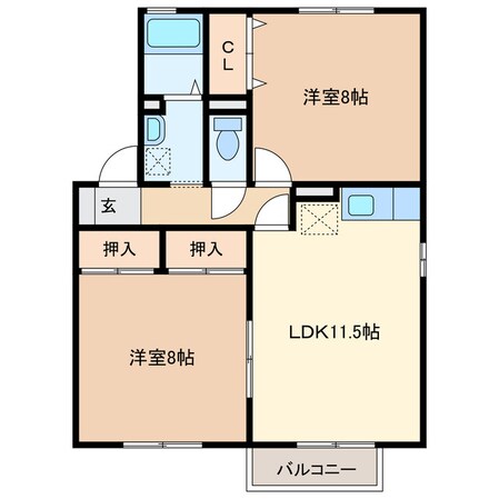 グランタイル高岡Ａ棟の物件間取画像